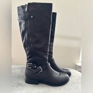 Knee high faux leather boots